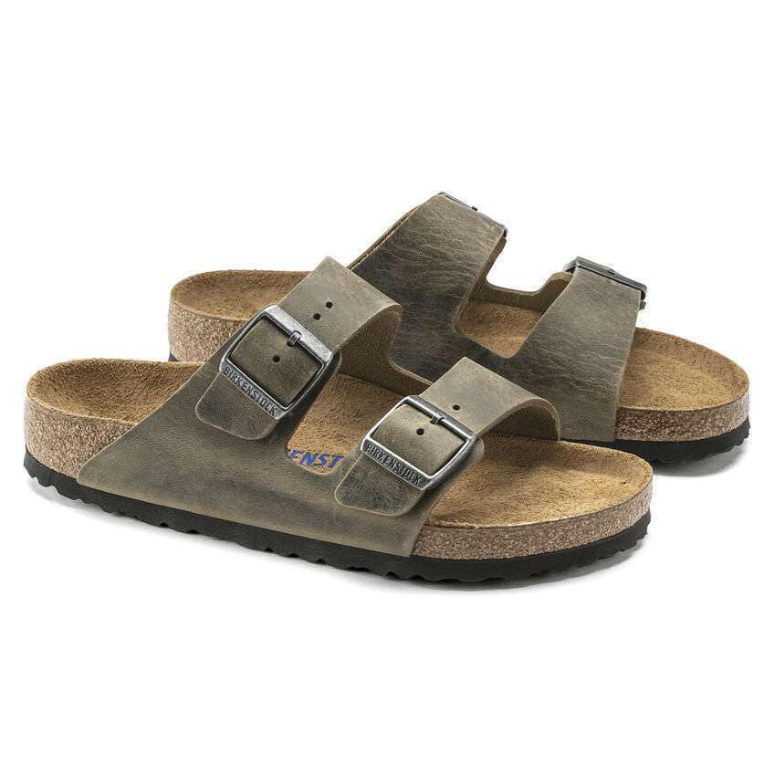 Birkenstock Arizona Soft Footbed Sandal in Faded Khaki