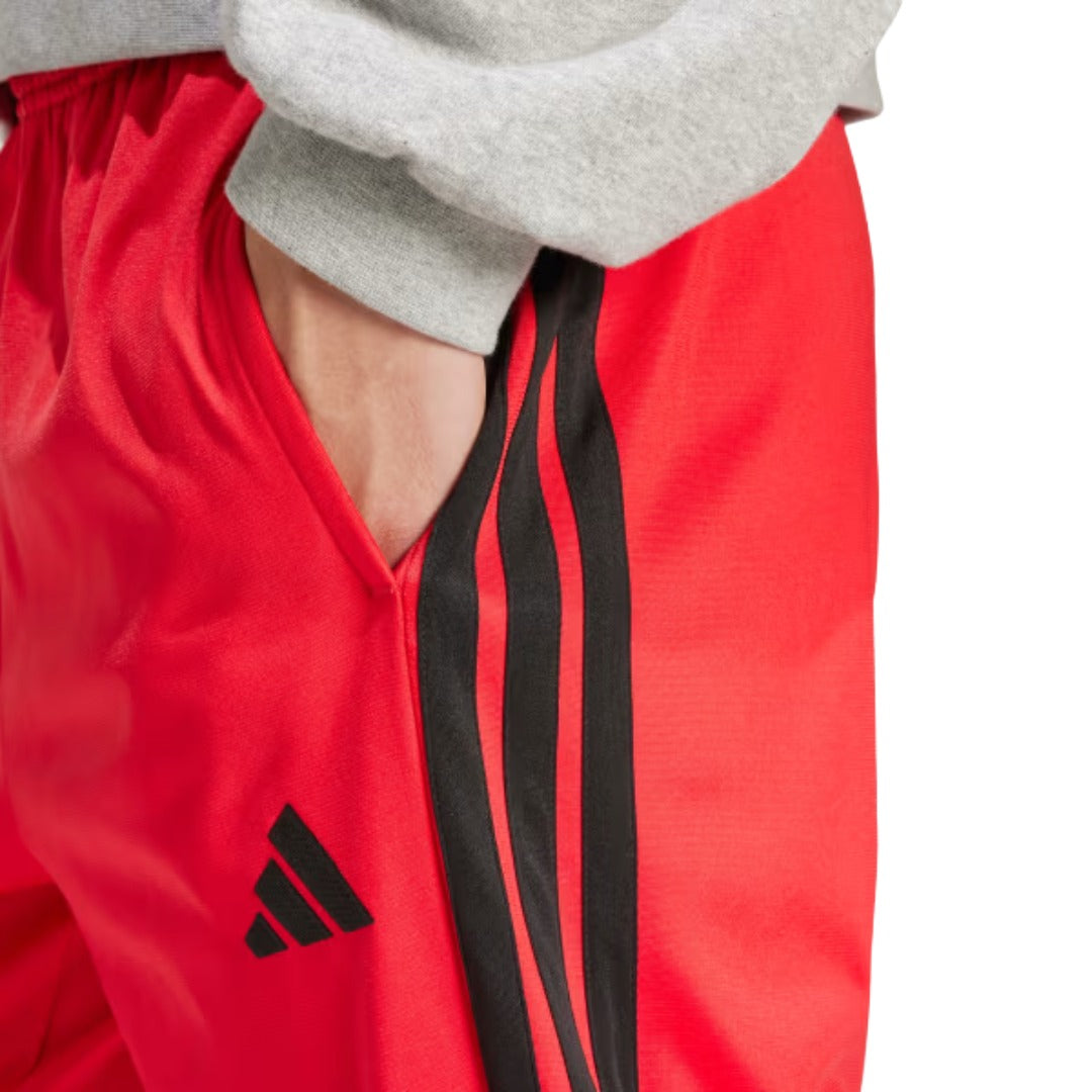 adidas Men's 3-Stripes Tricot Regular Tapered Track Pants - Pure Ruby