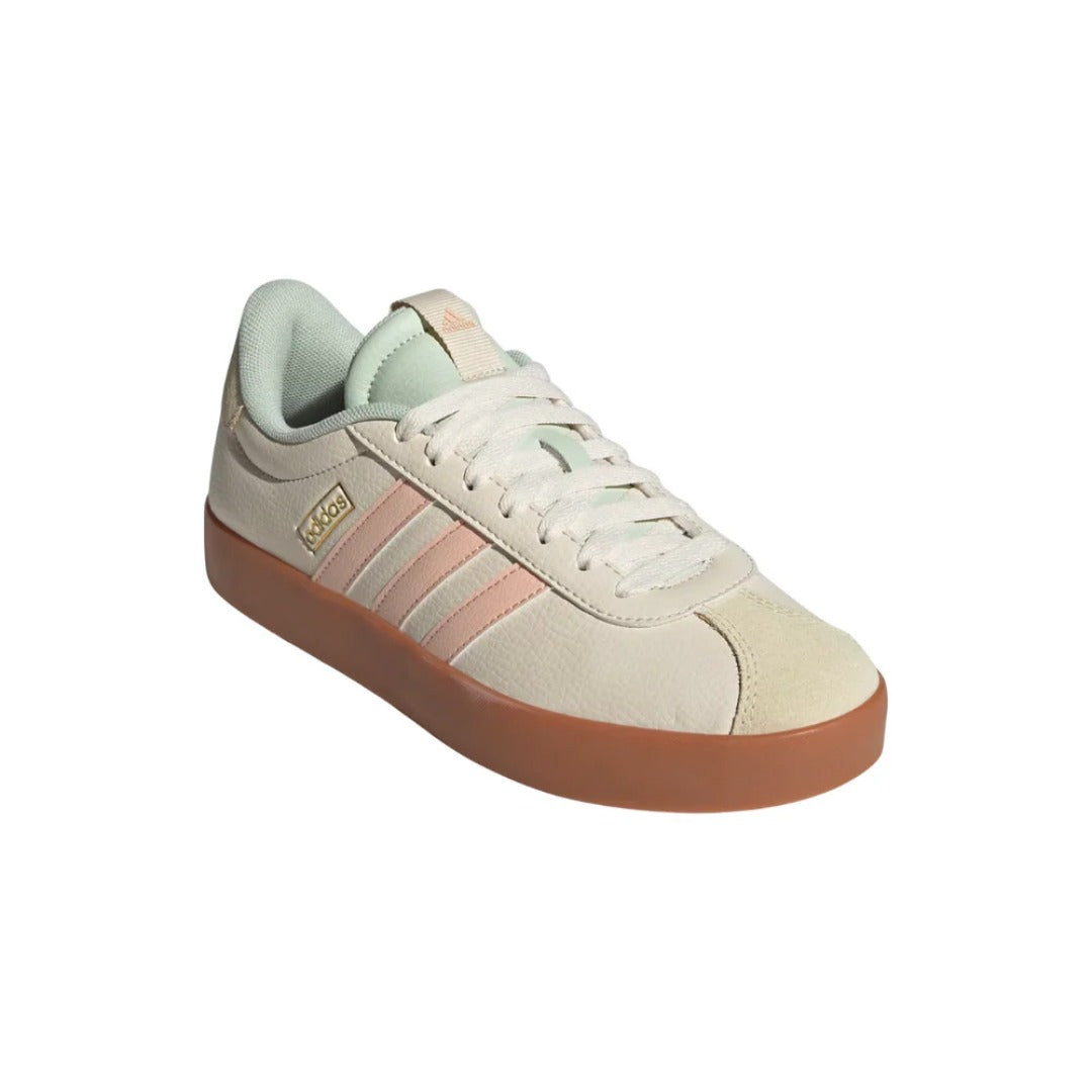 adidas Women's VL Court 3.0 Shoes - Wonder White / Powder Coral / Linen Green