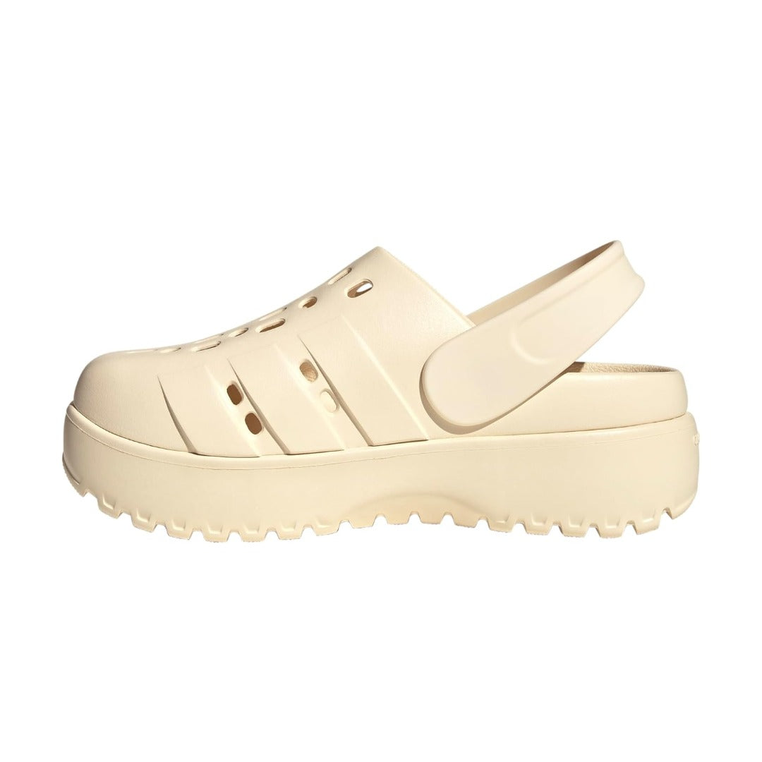 adidas WOMEN'S ADILETTE CLOG PLATFORM SLIDE SANDALS - Wonder White