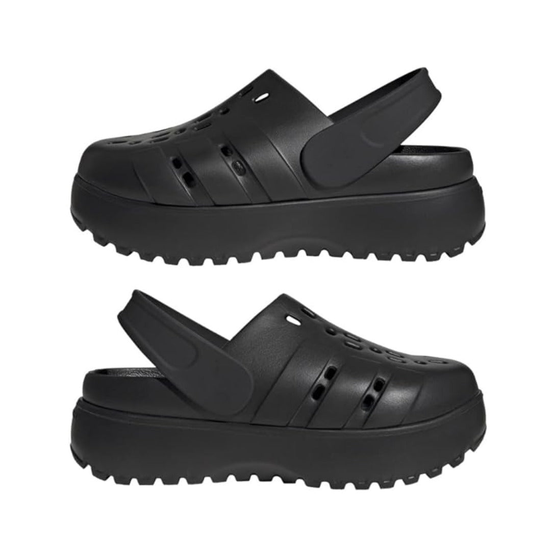 adidas WOMEN'S ADILETTE CLOG PLATFORM SLIDE SANDALS - Black