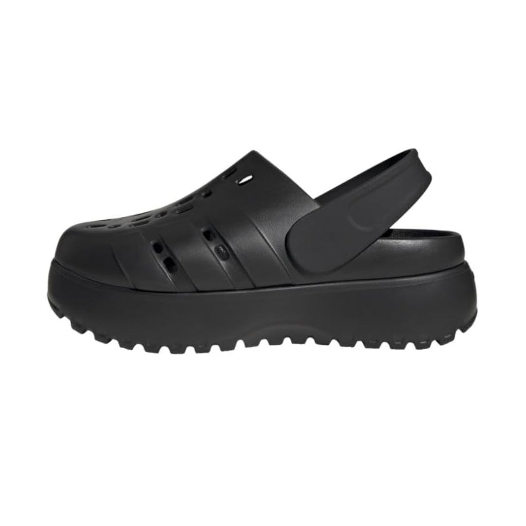 adidas WOMEN'S ADILETTE CLOG PLATFORM SLIDE SANDALS - Black