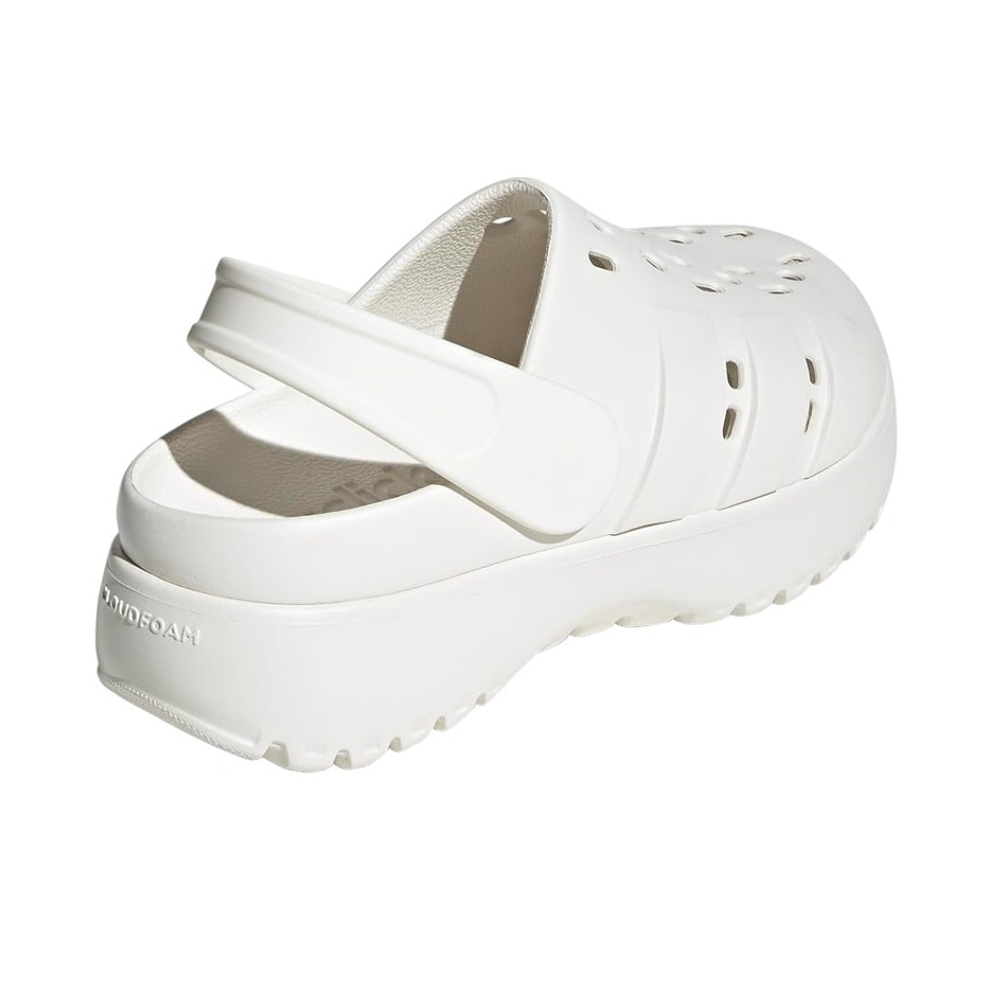 adidas WOMEN'S ADILETTE CLOG PLATFORM SLIDE SANDALS - White