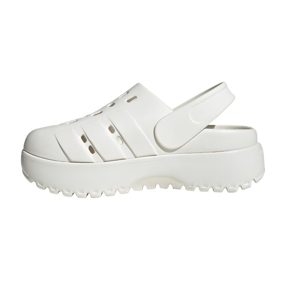 adidas WOMEN'S ADILETTE CLOG PLATFORM SLIDE SANDALS - White