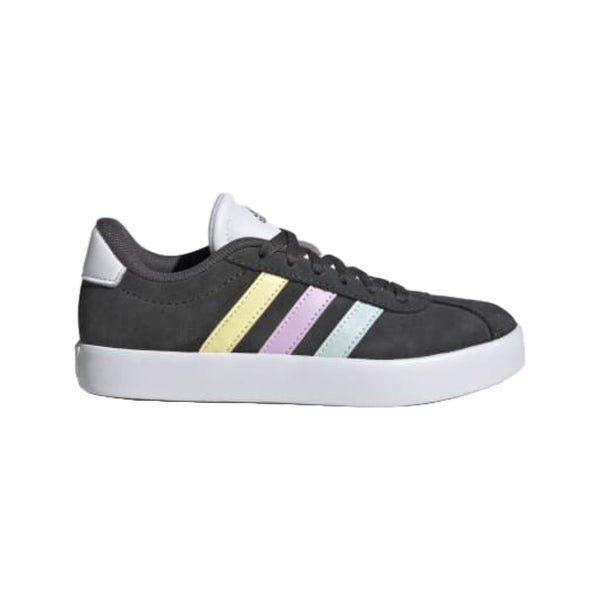 adidas VL Court 3.0 K Sneaker in grey with white 3-Stripes, lace-up closure, and durable rubber sole.