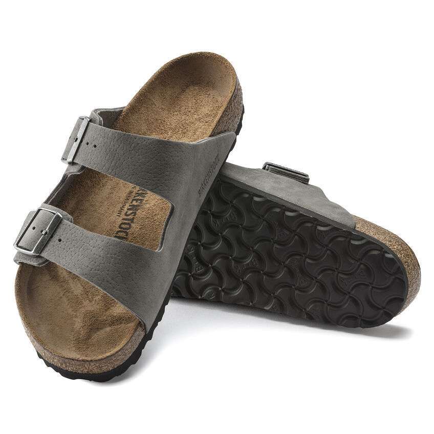 Birkenstock Arizona Nubuck Leather Sandal - Desert Buck Whale Gray