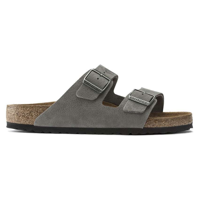 Birkenstock Arizona Nubuck Leather Sandal - Desert Buck Whale Gray