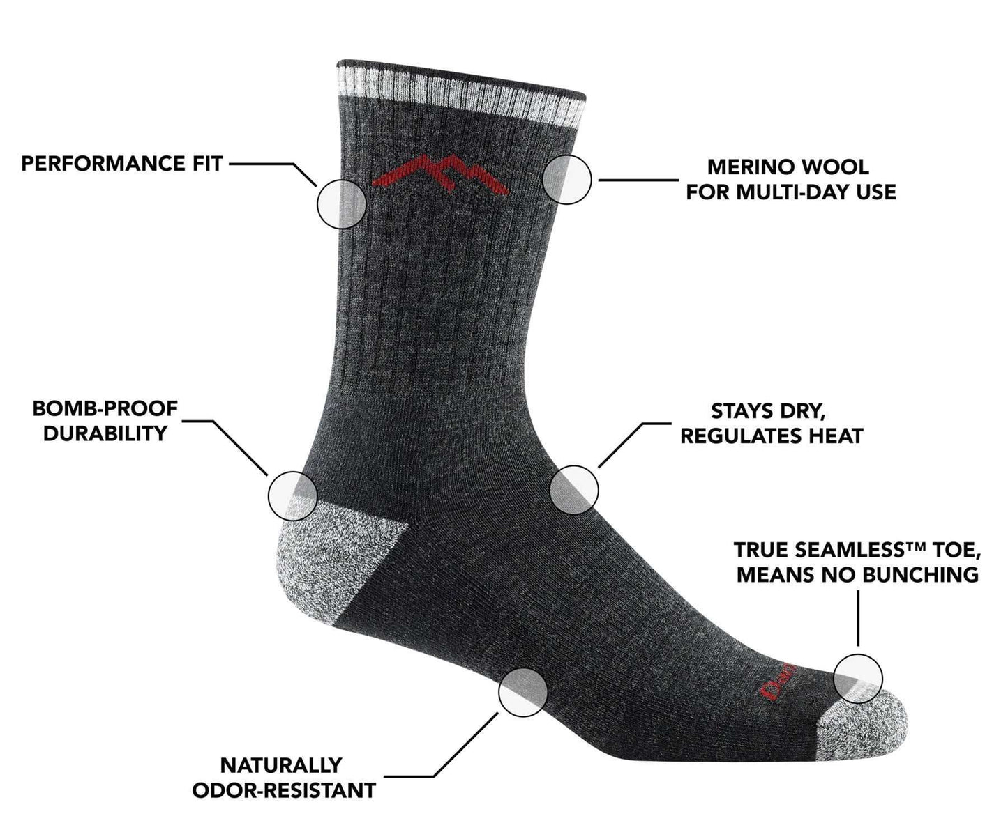 Darn Tough Men's Hiker Micro Crew Midweight Hiking Sock - Teal (1466-C Teal 0722)