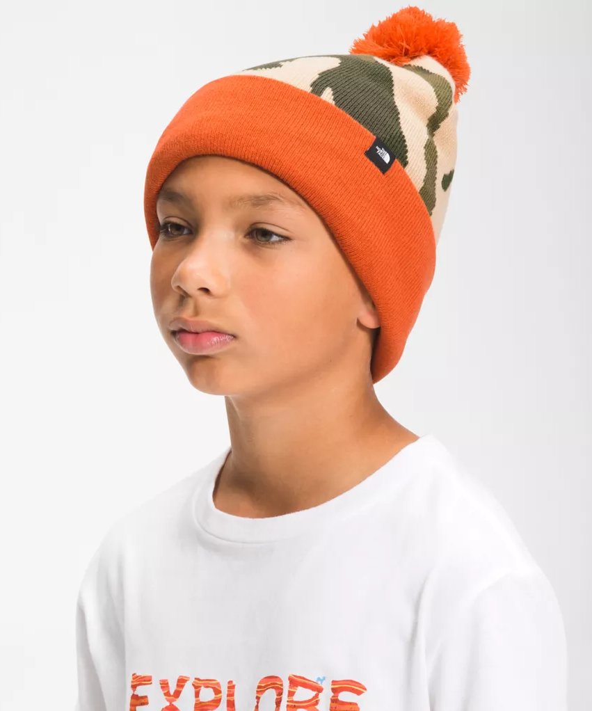 The North Face Youth Ski Tuke Beanie NF0A4VSX3AZ Burnt Olive Green Explorer Camo Print