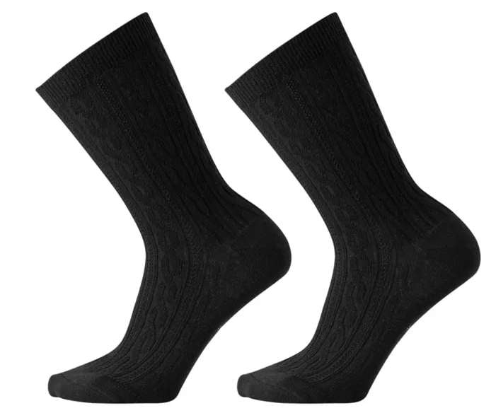 Smartwool Women's Cable II Crew Socks 2 Pack SW000670001 Black