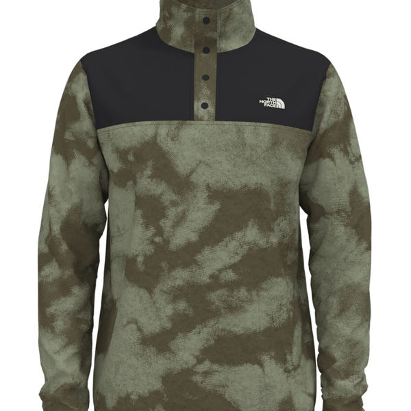 The North Face Men's Printed TKA Glacier Snap-Neck Pullover NF0A7QL2620 TNF Black/Military Olive Retro Dye Print
