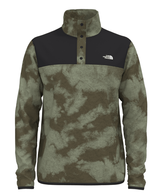 The North Face Men's Printed TKA Glacier Snap-Neck Pullover NF0A7QL2620 TNF Black/Military Olive Retro Dye Print