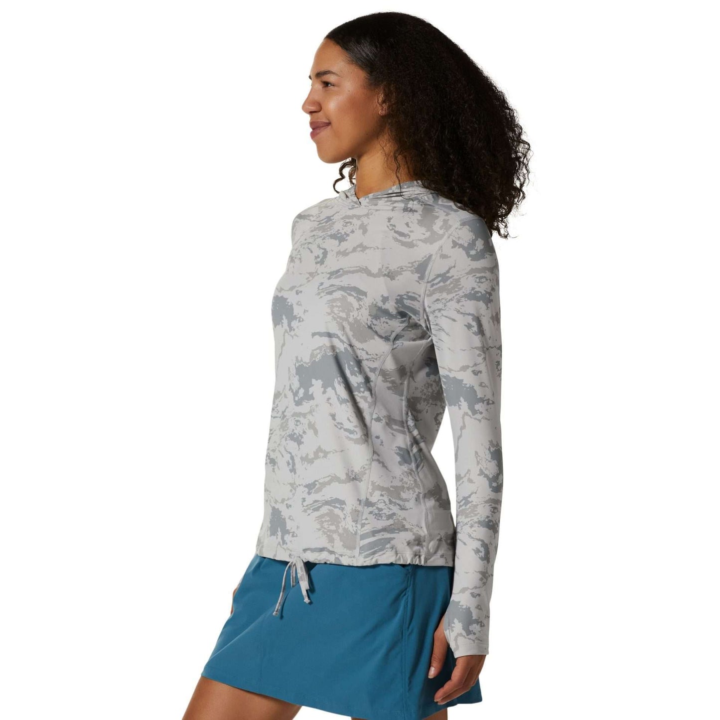 Mountain Hardwear women's crater lake LS hoodie -Grey Ice Crag Camo