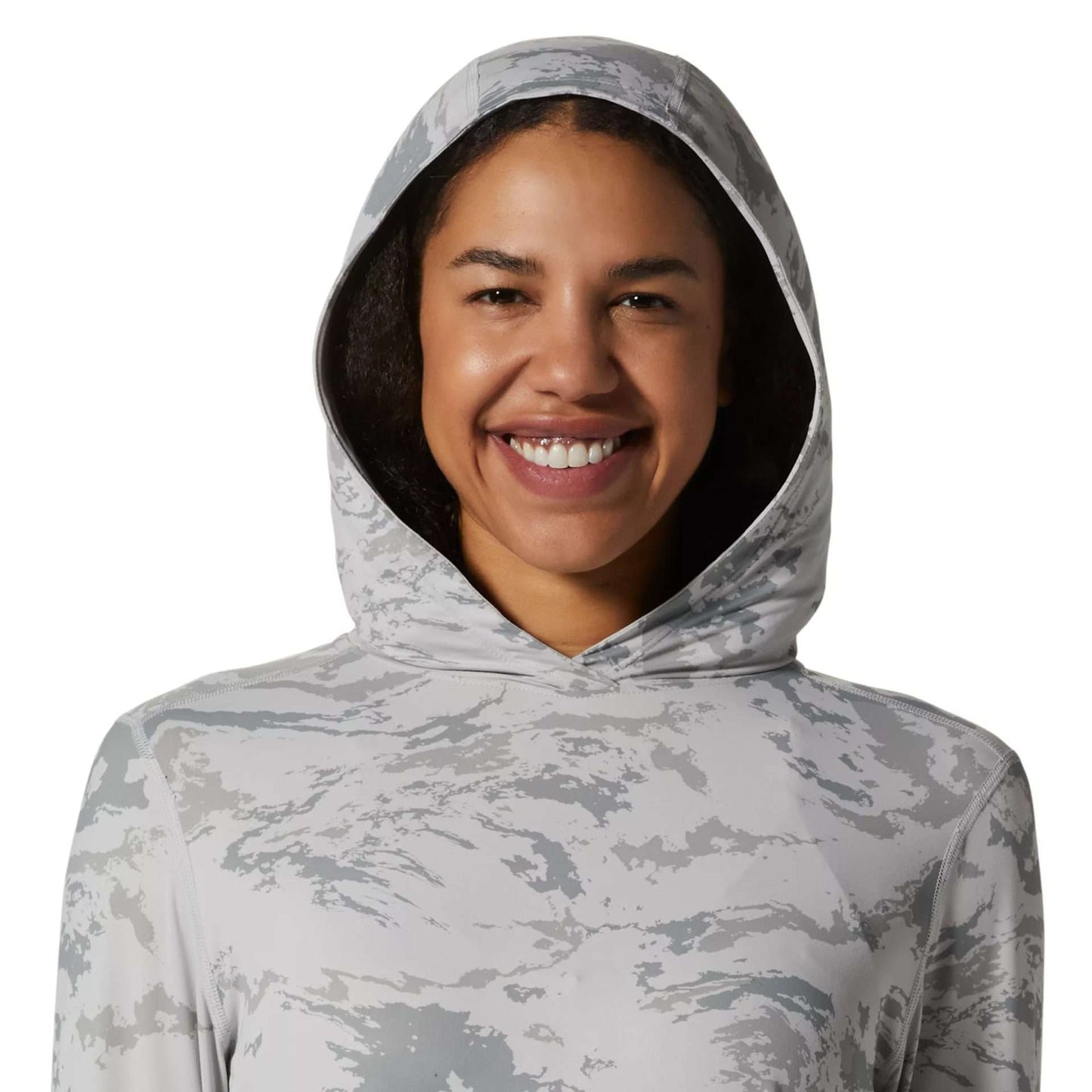Mountain Hardwear women's crater lake LS hoodie -Grey Ice Crag Camo