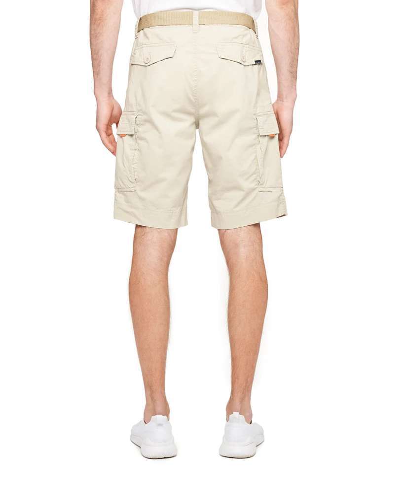 WearFirst Men's Roam Stretch Cotton Belted Shorts M01E58091SA Pelican