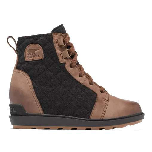 Sorel Women's Evie II NW Lace Bootie - Tobacco/Black - Versatile and stylish lace-up booties with a mix of suede and leather.