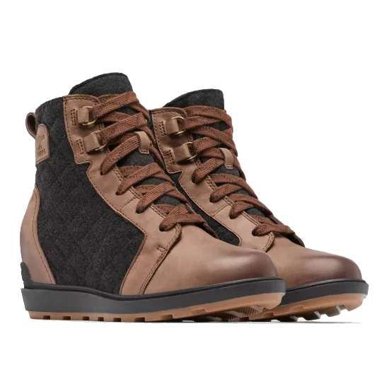Sorel Women's Evie II NW Lace Bootie - Tobacco/Black - Versatile and stylish lace-up booties with a mix of suede and leather.