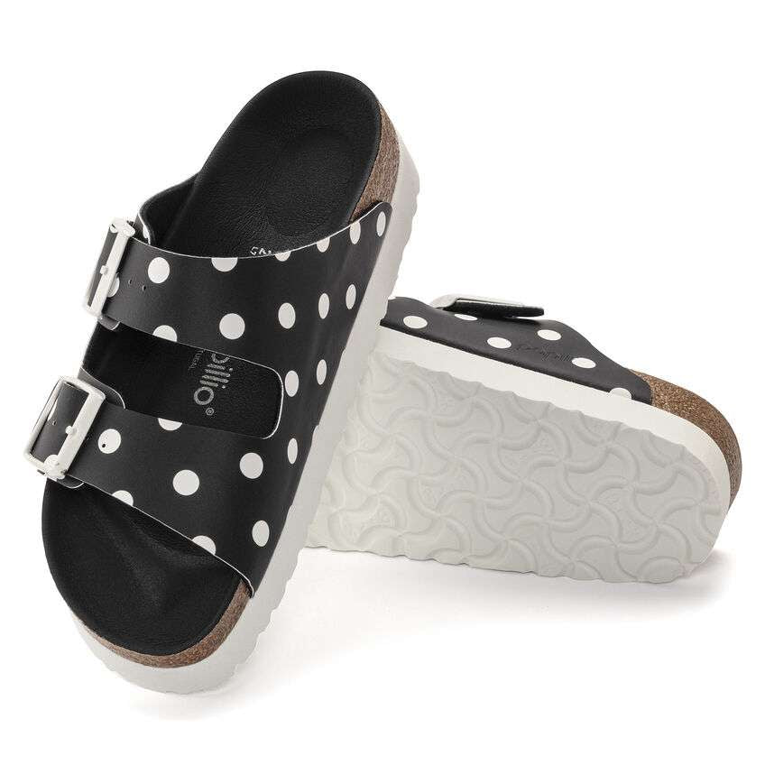 Birkenstock Papillio Arizona Platform in Black White Dots