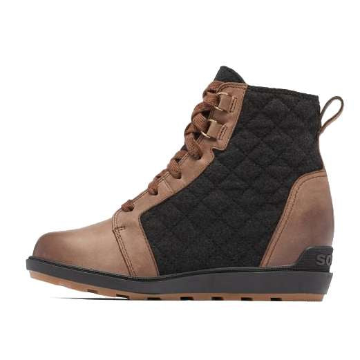 Sorel Women's Evie II NW Lace Bootie - Tobacco/Black - Versatile and stylish lace-up booties with a mix of suede and leather.