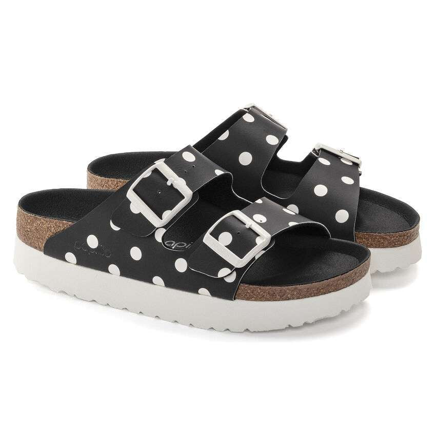Birkenstock Papillio Arizona Platform in Black White Dots