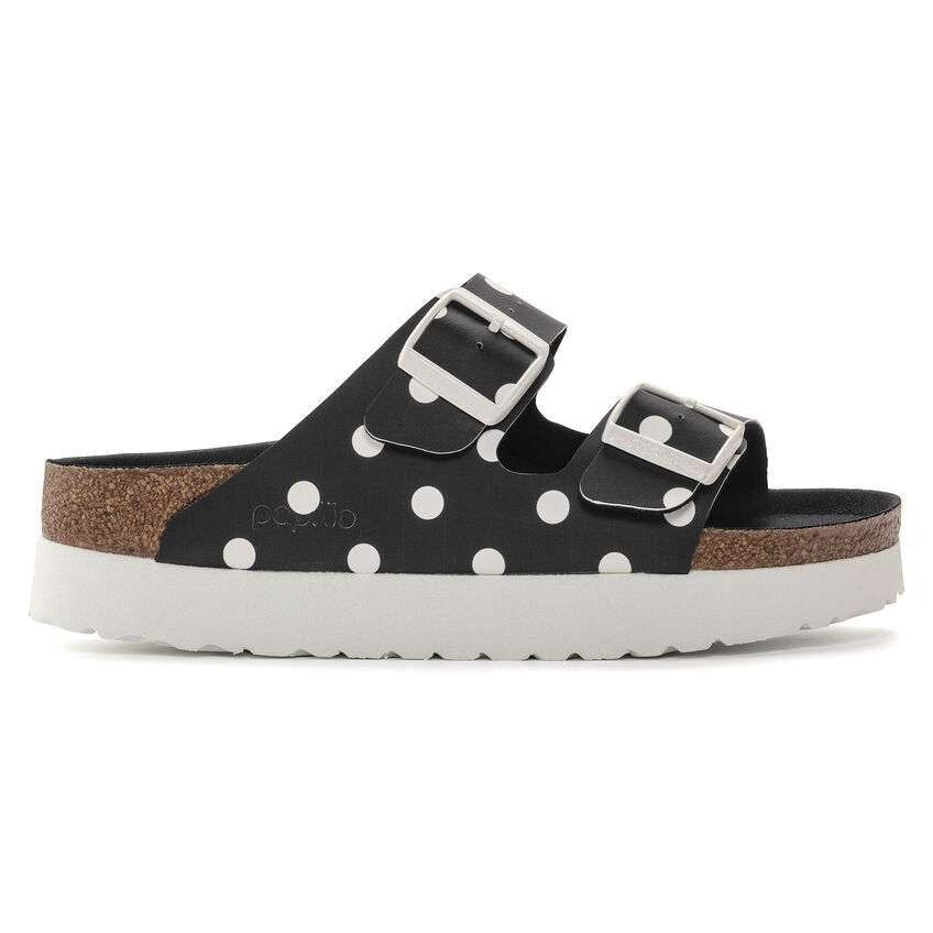 Birkenstock Papillio Arizona Platform in Black White Dots