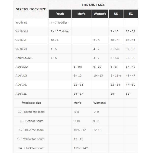 Wigwam Size Chart