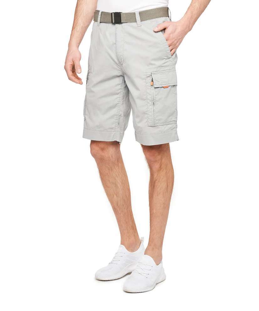 WearFirst Men's Roam Stretch Cotton Belted Shorts M01E58091SA Ultimate Gray