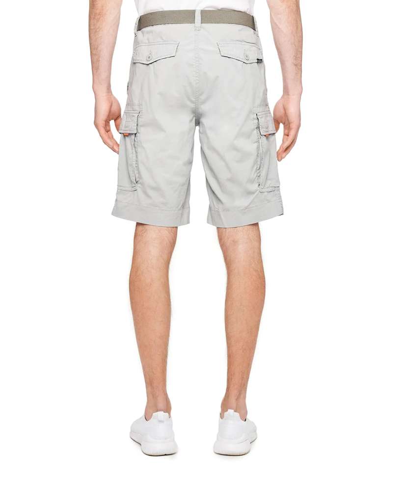 WearFirst Men's Roam Stretch Cotton Belted Shorts M01E58091SA Ultimate Gray