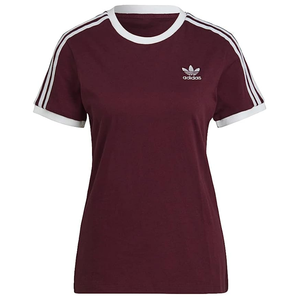 adidas originals 3-stripes tee in Victory Crimson color