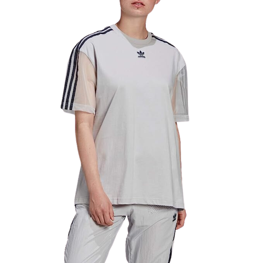 Woman wearing the adidas Originals Women's Mesh Sleeves T-Shirt