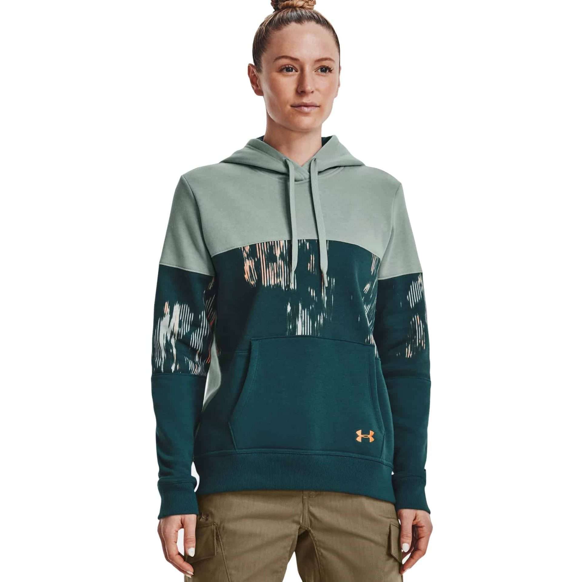 Women's UA Rival Fleece Blocked Hoodie Opal Green / Tourmaline Teal