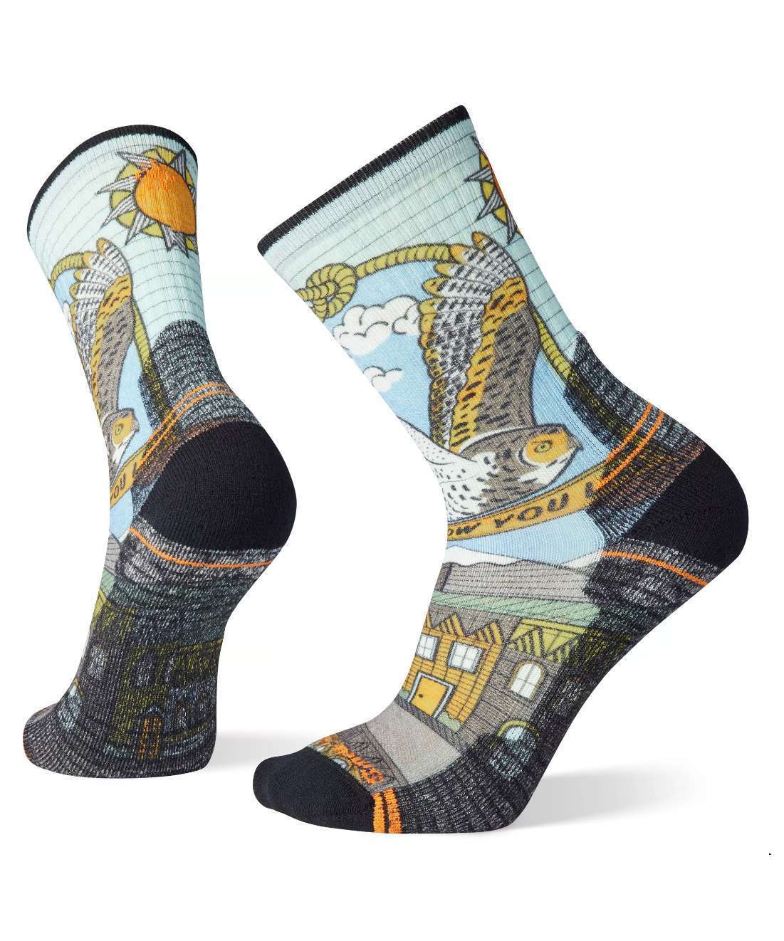 Smartwool Hike Light Cushion Print Crew Socks, SW001739, Charcoal 