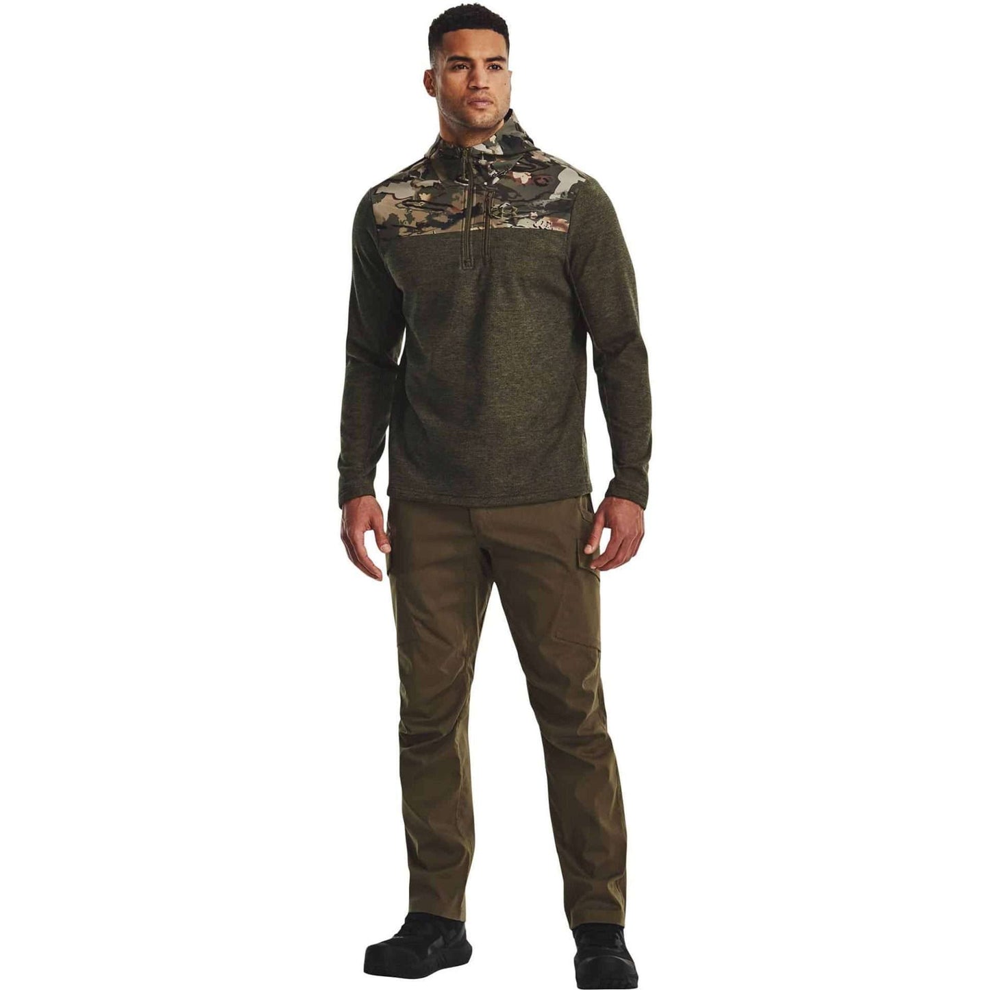 Under Armour Men's Specialist Grid 1/2 Zip Hoodie - MARINE OD GREEN/FOREST CO