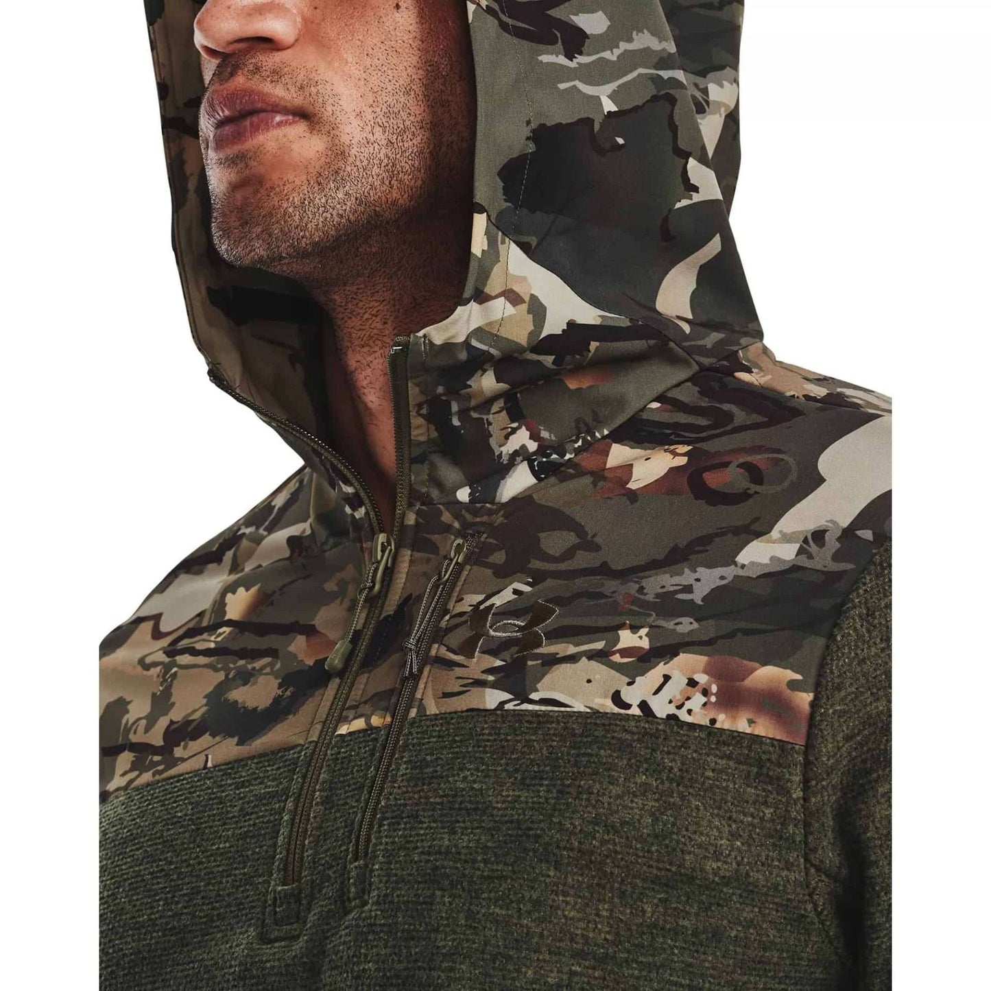 Under Armour Men's Specialist Grid 1/2 Zip Hoodie - MARINE OD GREEN/FOREST CO