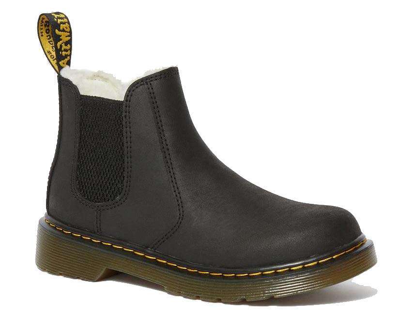 Dr. Martens Junior Fur-lined 2976 Leonore Chelsea Boot (Black)