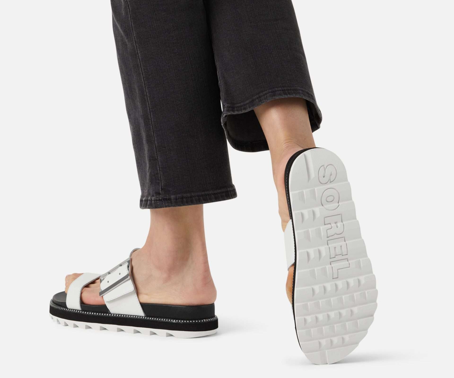SOREL WOMENS ROAMING BUCKLE SLIDE NL4296-125 Sea Salt