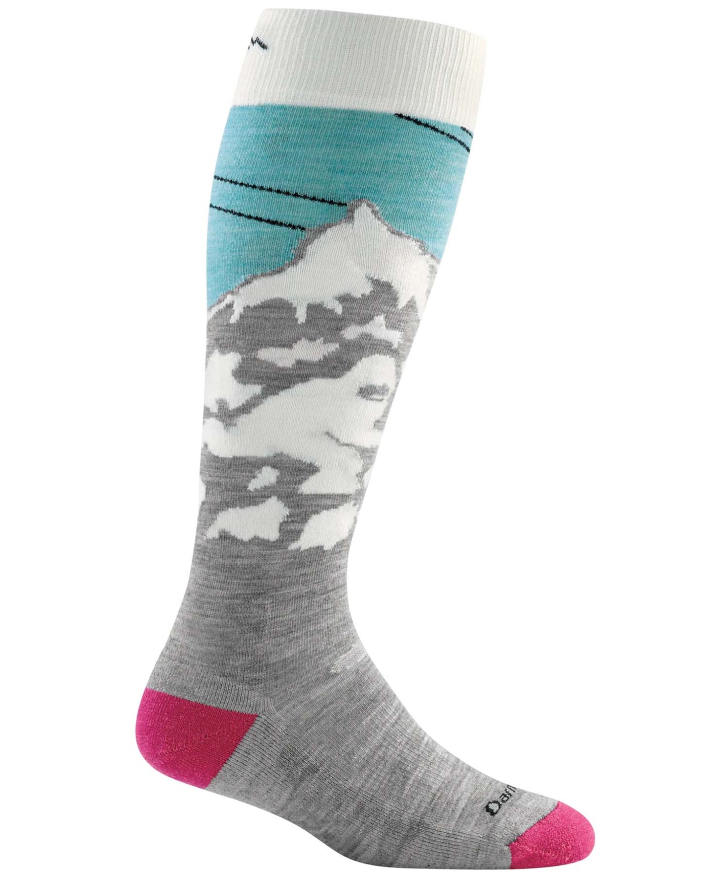 Darn Tough Women's Yeti Over-the-Calf Midweight Ski & Snowboard Sock - Aqua