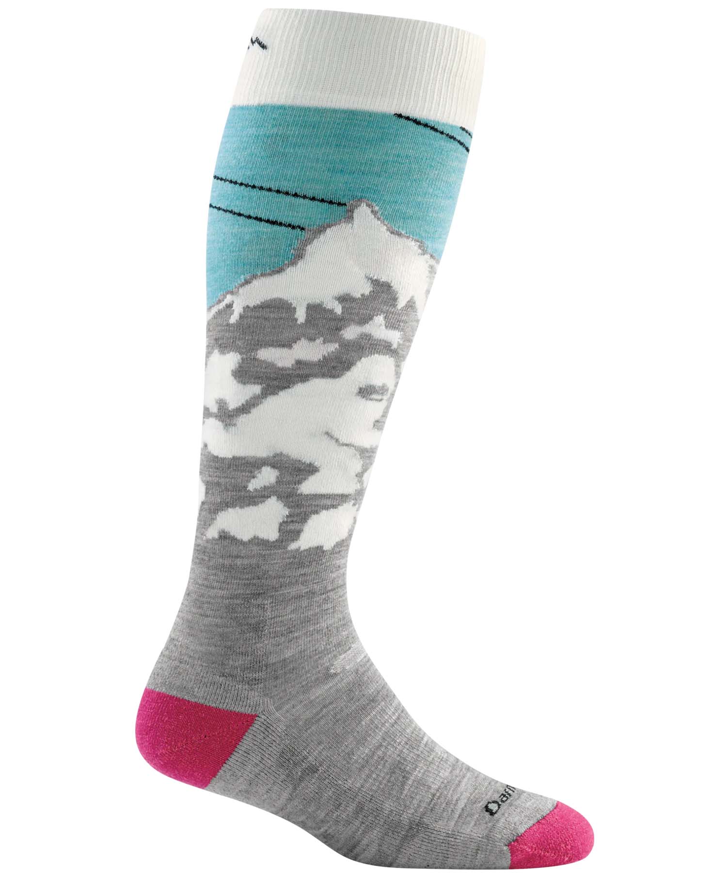 Darn Tough Women's Yeti Over-the-Calf Midweight Ski & Snowboard Sock - Aqua
