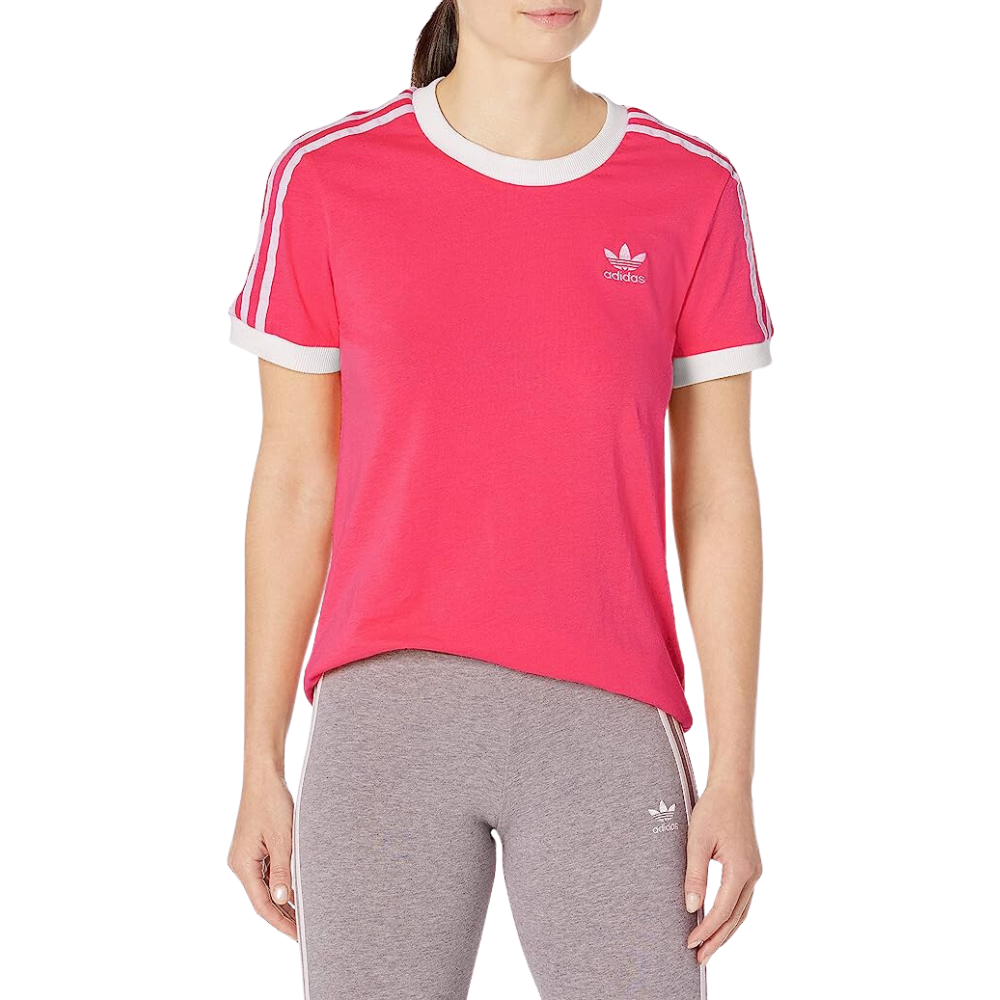 adidas originals trefoil tee in Power Pink/White