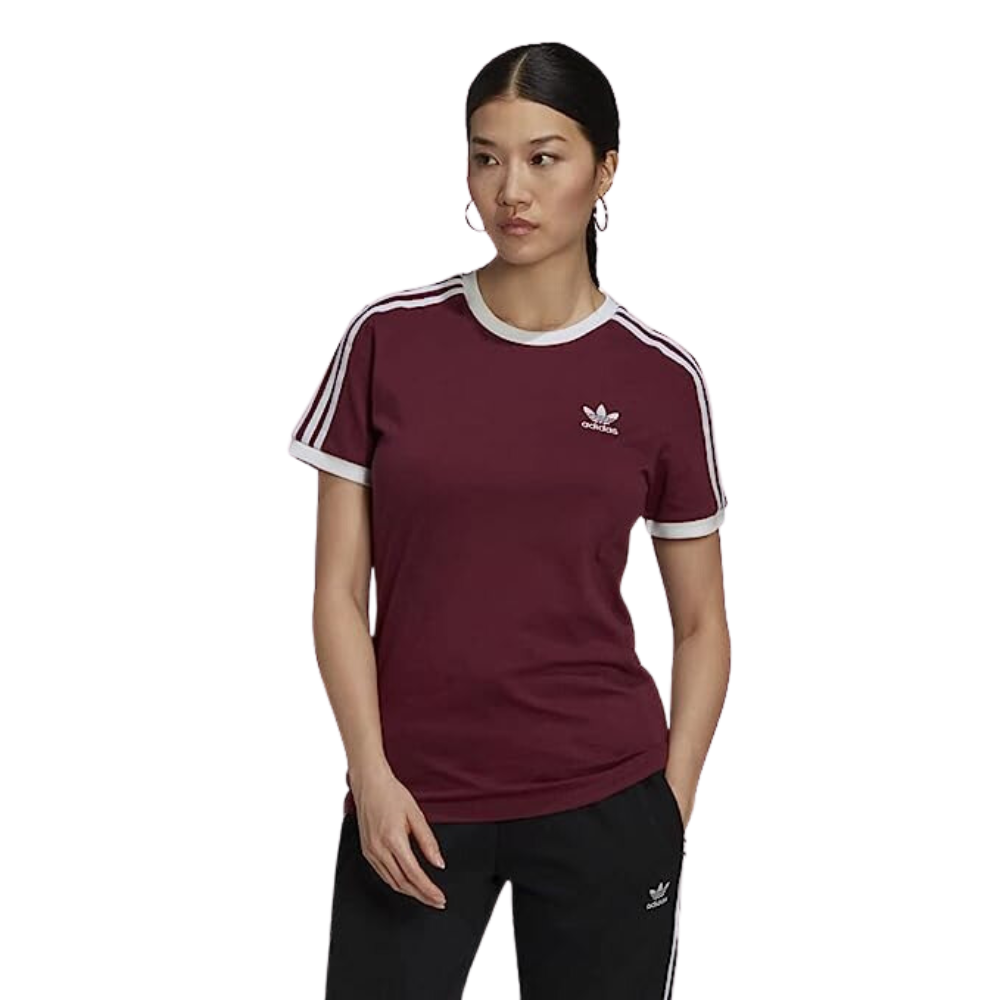 adidas originals 3-stripes tee in Victory Crimson color