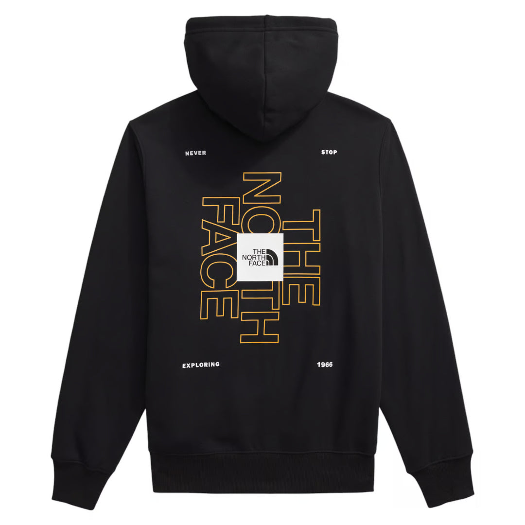 The North Face Men's Brand Proud Hoodie with a bold logo design and soft fleece fabric for everyday warmth and comfort.