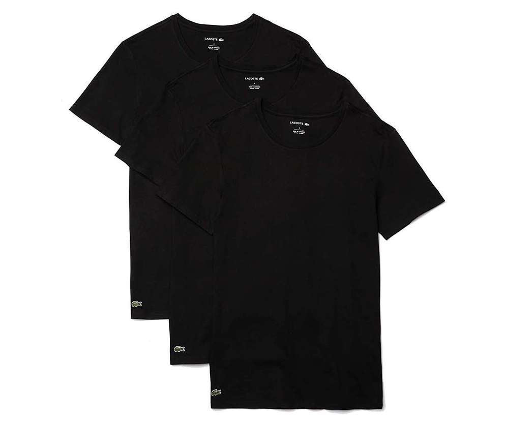 Lacoste Men's Basic Crew Neck Undershirts 3pk - Black