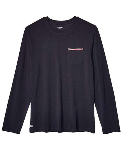 Lacoste Men's Long Sleeve Cotton Crewneck T-Shirt (Night Sky Blue)