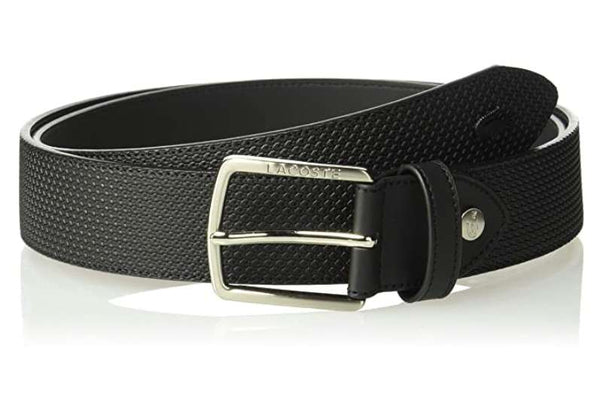 Lacoste Men's Classic Logo Embossed Buckle Belt 