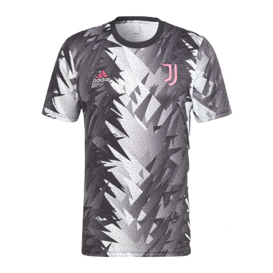 A stylish pre-match jersey for men, featuring the Adidas and Juventus logos, designed for optimal comfort and performance.