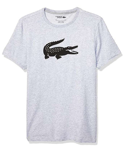 Lacoste Men's Sport Short Sleeve Ultra Dry Croc Graphic T-Shirt - Silver Heather / Black