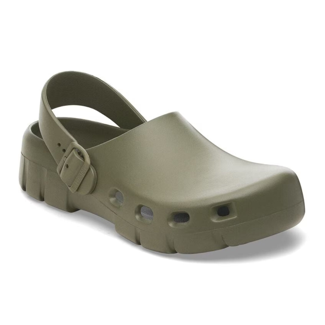 Birkenstock Birki Flow EVA clogs, lightweight, water-resistant footwear designed for comfort and durability.