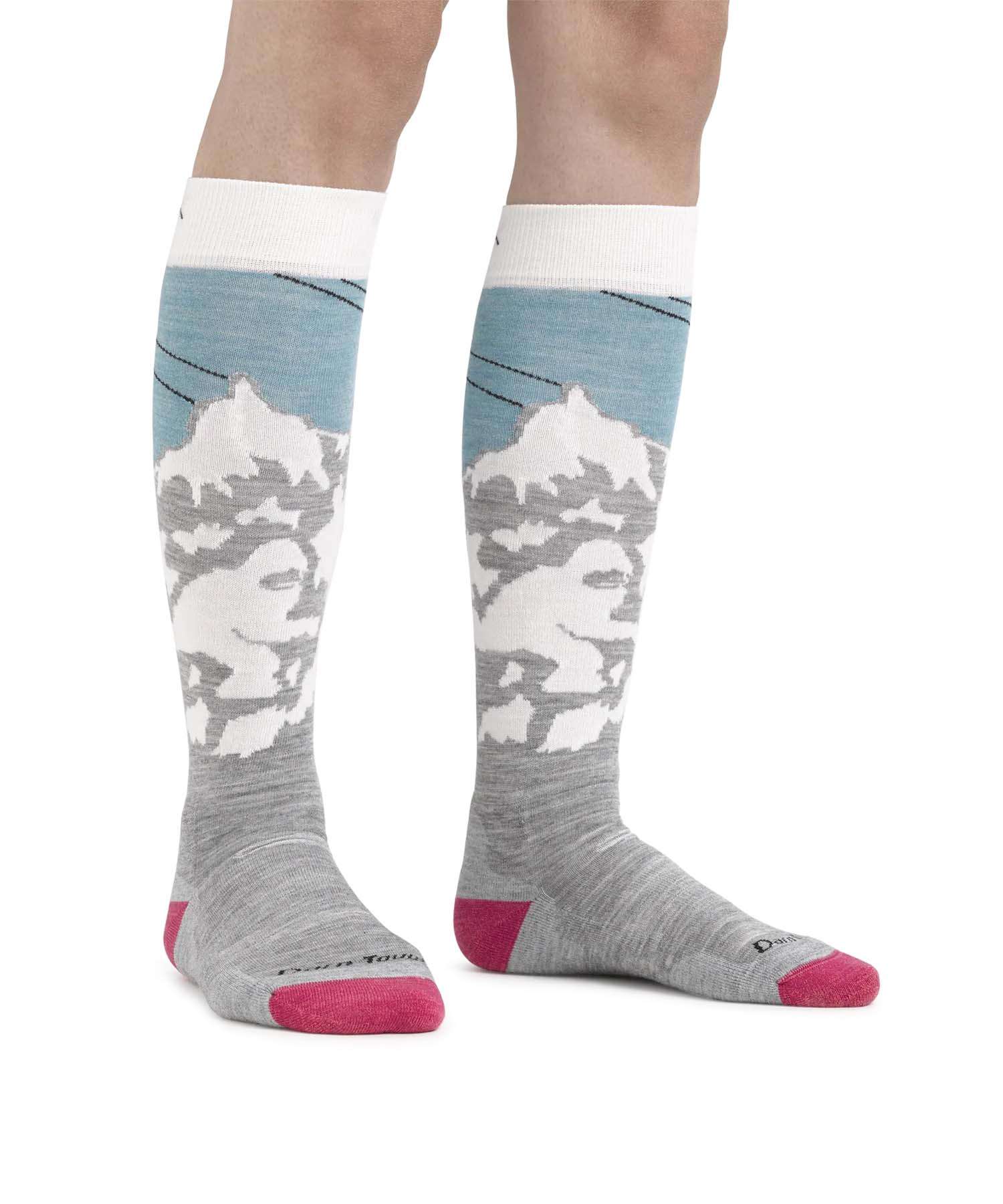 Darn Tough Women's Yeti Over-the-Calf Midweight Ski & Snowboard Sock - Aqua (1827-C Aqua 0722)