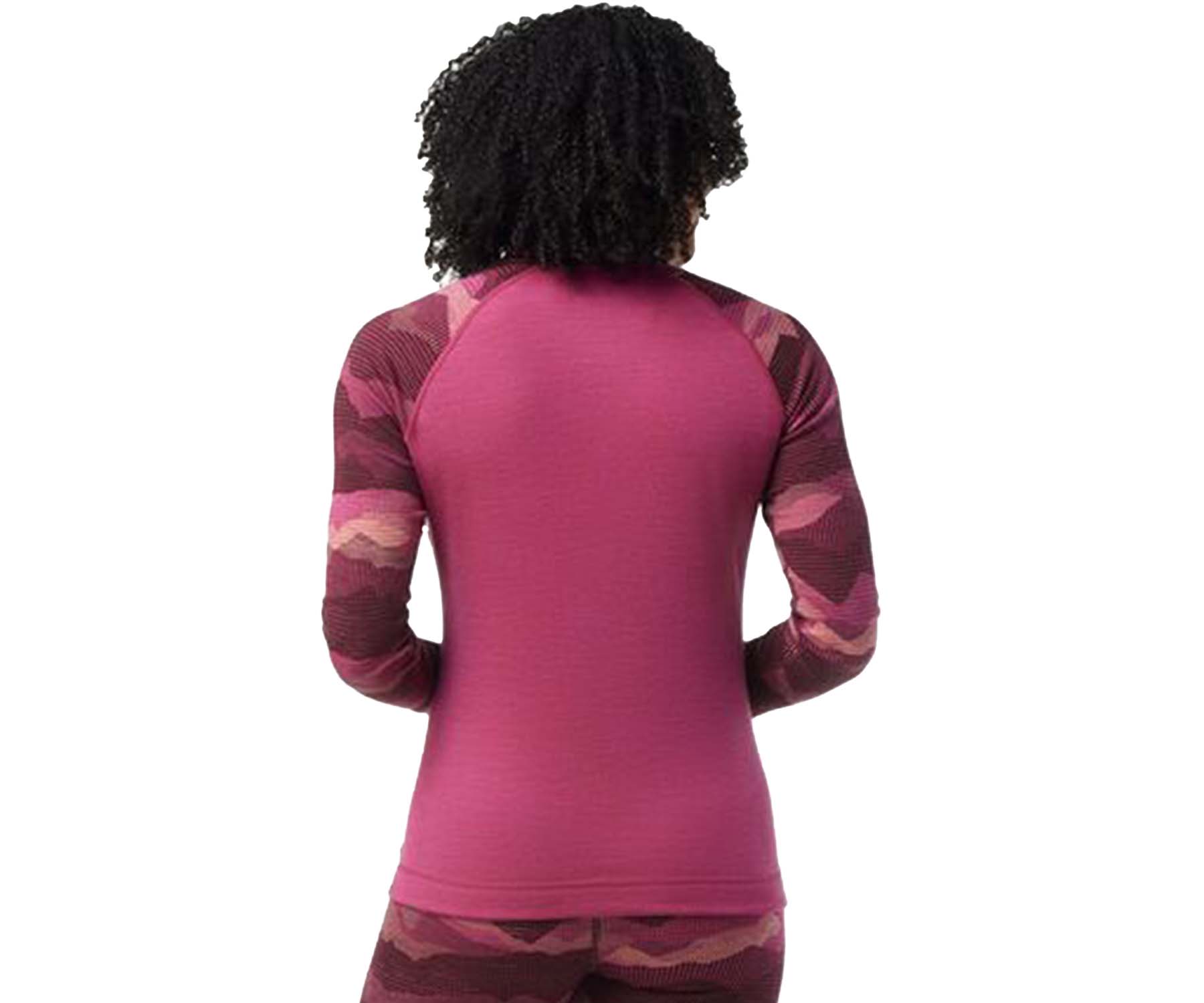 Smartwool Women's Classic Thermal Merino Base Layer Pattern 1/4 Zip - Festive Fuchsia Mountain Scape (SW016375-K57 0822)