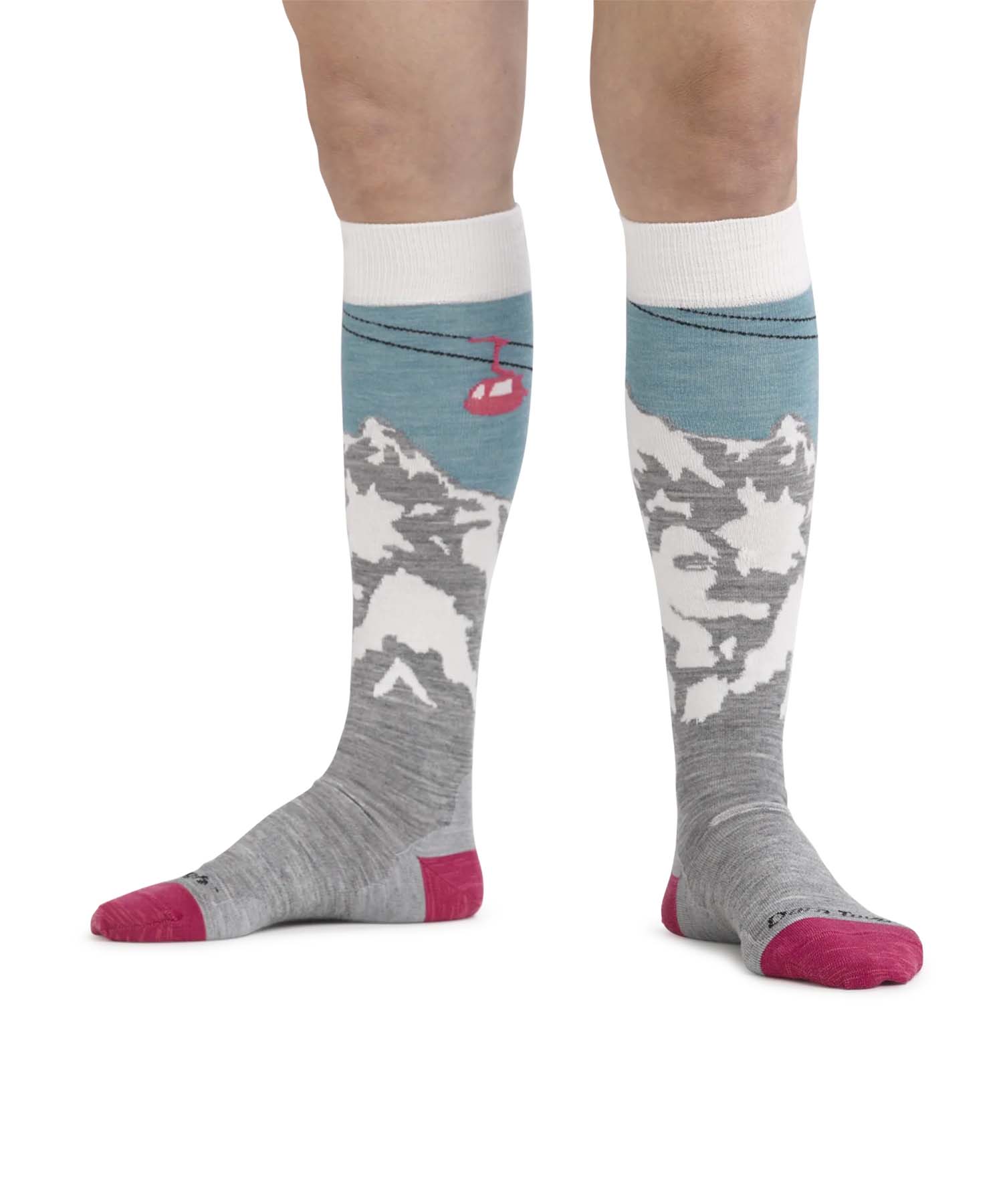 Darn Tough Women's Yeti Over-the-Calf Midweight Ski & Snowboard Sock - Aqua